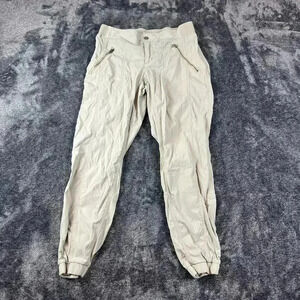 Athleta Trekkie Jogger Zipper Pockets Women's 8 Beige Nylon Spandex Pull On